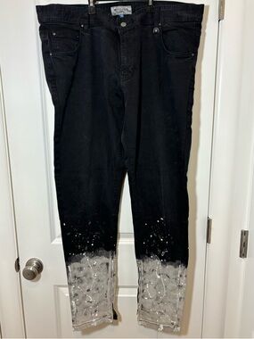 Hyper Denim Black Paint-Splatter Denim Jeans